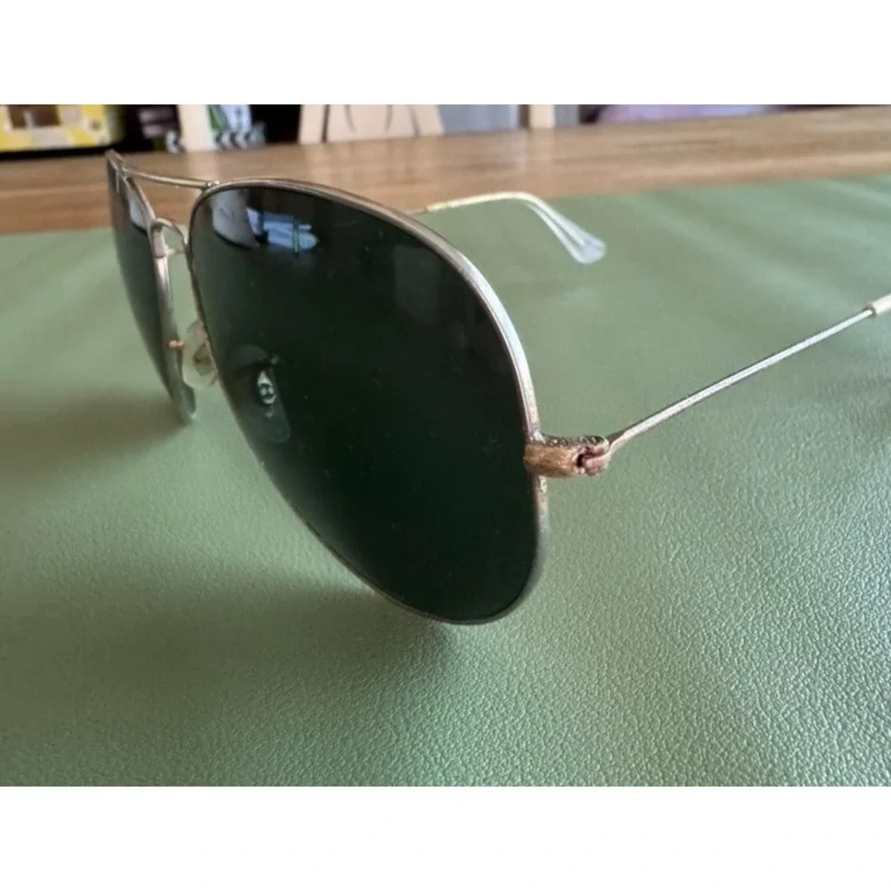 Ray-Ban Pilot Sunglasses Aviators Polarized Gold Tarnished Damaged For Parts